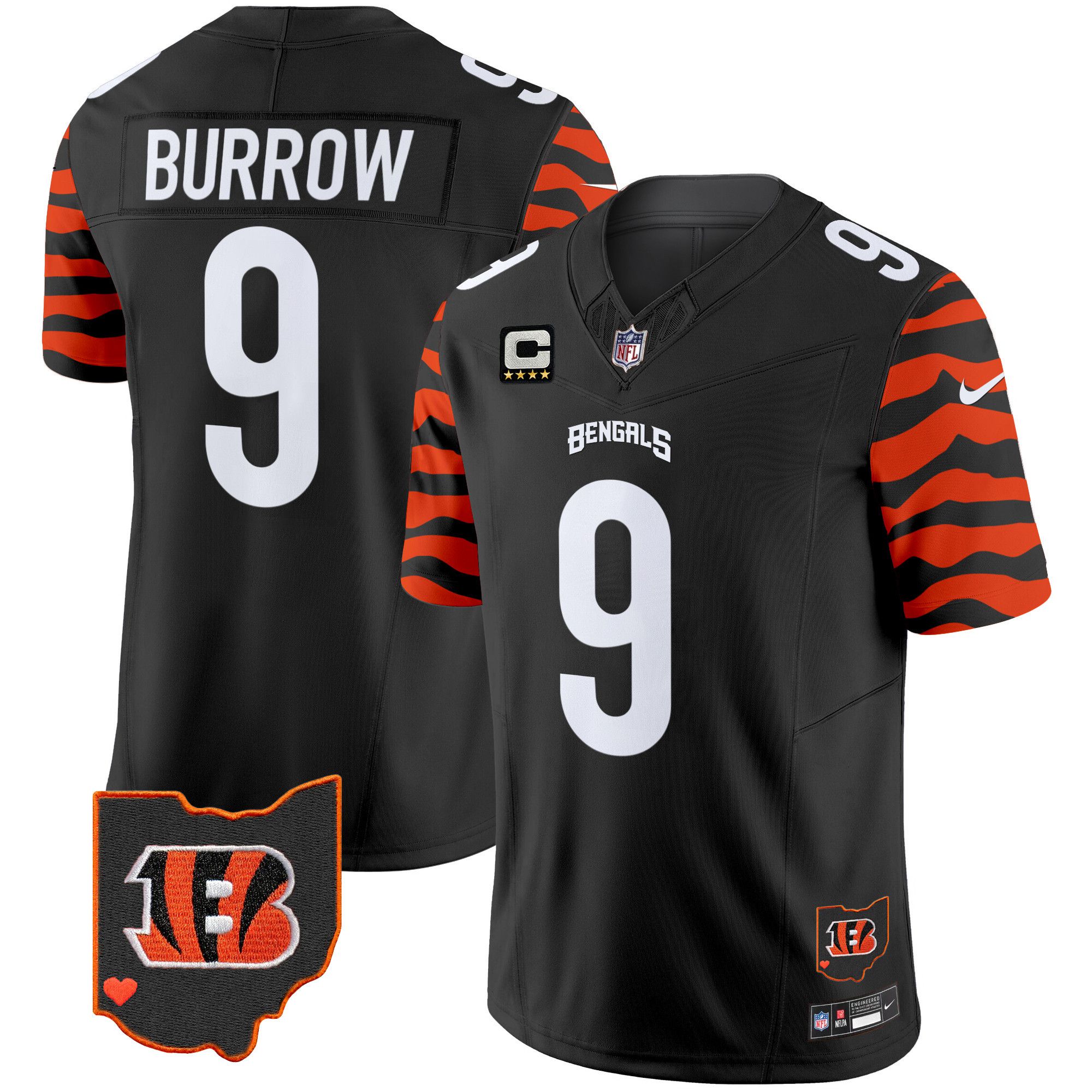 Men Cincinnati Bengals #9 Burrow Black 2024 Nike Stripes Vapor Limited NFL Jersey->indianapolis colts->NFL Jersey